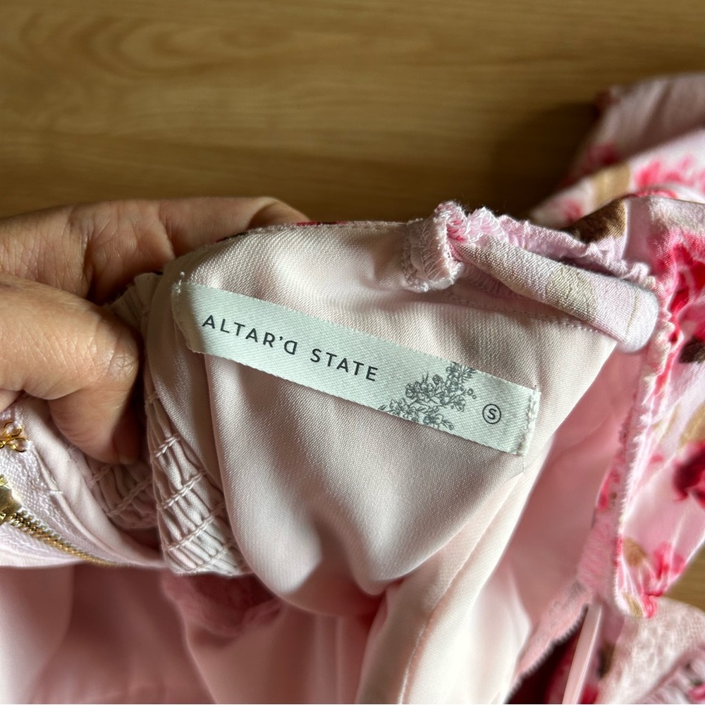 NWT Altar’d State Pink Kate Floral Mini Dress Small - Picture 9 of 11